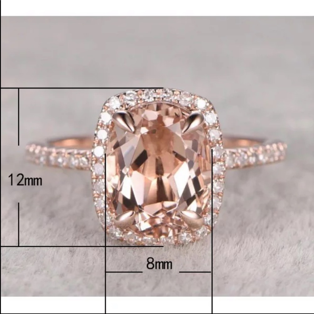 New Rose Gold Oval Cut Champagne Ring - Picture 5 of 5